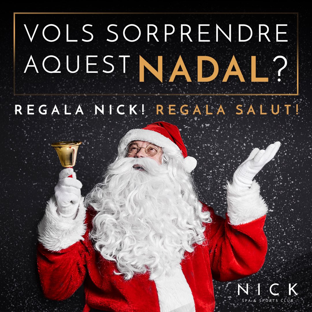 Buscant el regal perfecte per aquest Nadal? 🧑‍🎄

Aquí us deixem algunes idees: 

🎁 Inscripcions al club.
🎁 Massatges i Rituals Spa &amp; Wellness.
🎁 Tractaments de Bellesa.
🎁 Sessions de Fisioteràpia i Sistema Physium.
🎁 Entrenament Personal

#nickspa