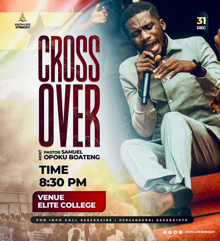 FaithLyfEmbassy's tweet photo. HAVE YOU HEARD OF THE 31st DECEMBER CROSS OVER😁🤍TRUST ME YOU CAN’T MISS IT…LIGHT WILL BE
NB: NOTE THE VENUE CAREFULLY🤍🤍
#31stDecember #SOB #FaithLifeEmbassy https://t.co/RXDip4oijB