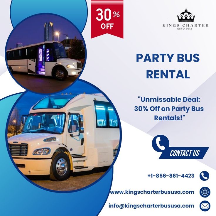 Get the party started with a 30% discount on our premium party bus rentals! Book now for a thrilling and affordable celebration on wheels.
𝐄𝐦𝐚𝐢𝐥 𝐮𝐬: info@kingscharterbususa.com
𝐂𝐚𝐥𝐥 𝐔𝐒: +1-856-861-4423
#charterbus #minibus #tourbus #CharterBusRental #tourbus