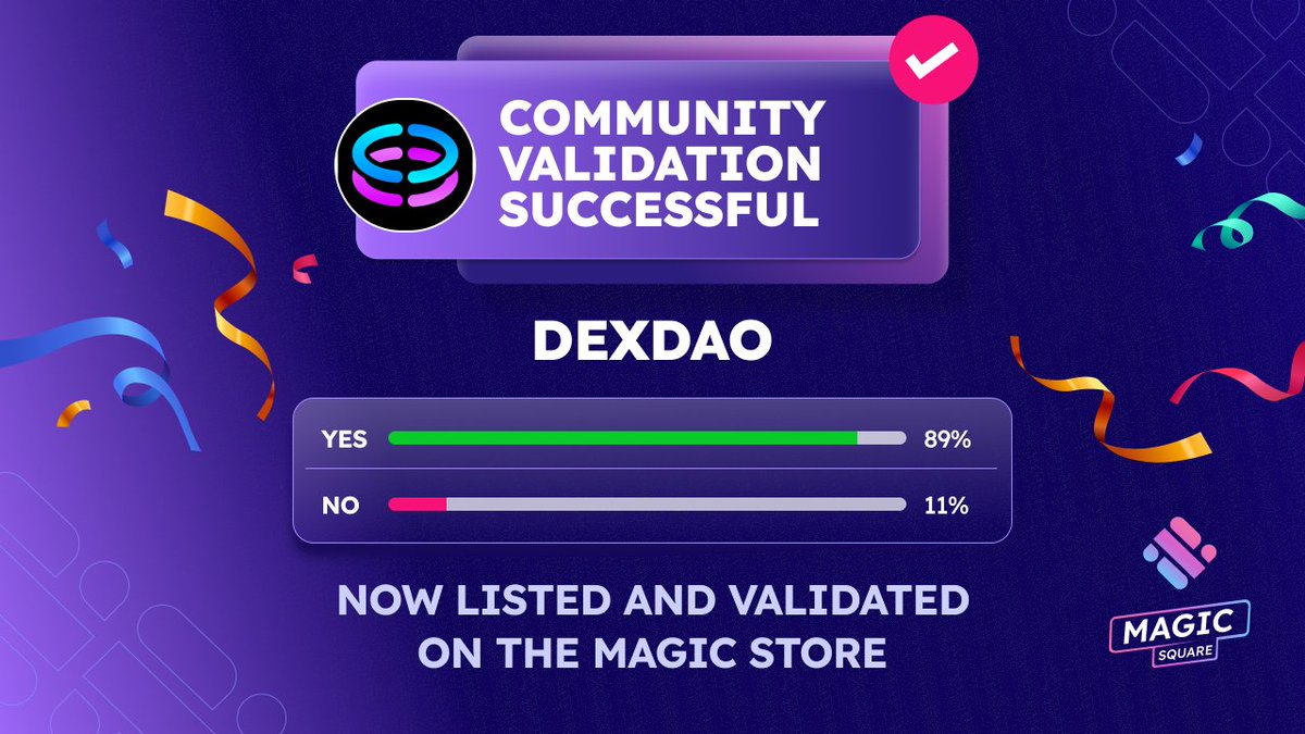 🚀 Get exclusive access to @dexdaoapp! 🌟 🚀 Trade #DAO tokens 💰 Weekly rewards 🎖️ Earn $XDAO token Discover DEXDAO on the Magic Store 👇 magic.store/app/dexdao