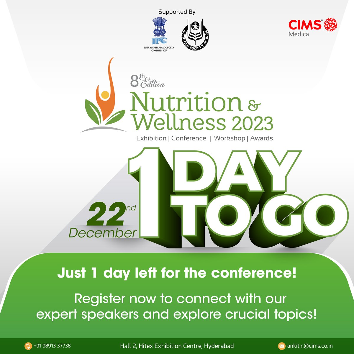 Have you secured your spot for tomorrow's Nutrition and Wellness conference? If not, take a moment to register today and prepare to glean insights from top experts in the field on 
Admission is absolutely FREE!
To register, click here
bit.ly/C0N_NUTRA_EDM
#OneDayToGo