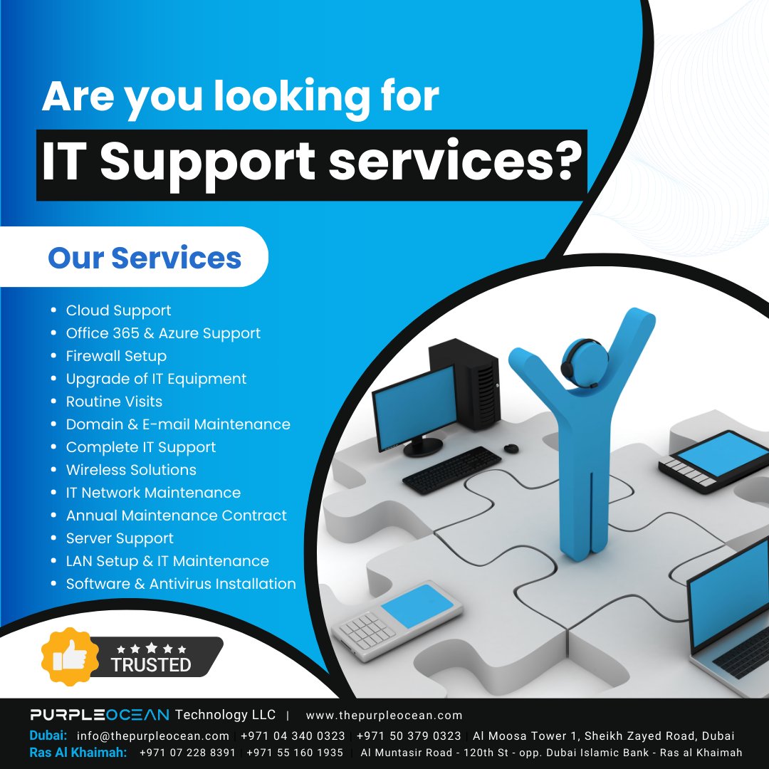 Unlock seamless #ITsupport solutions tailored to your needs. Your #technology, our expertise.

#business #itservicesprovider #itservices #itservicescompany #cloudsolutions #azuresupport #AMC #annualmaintenance #serversupport #wirelesssolutions #AnnualMaintenanceContract #dubai