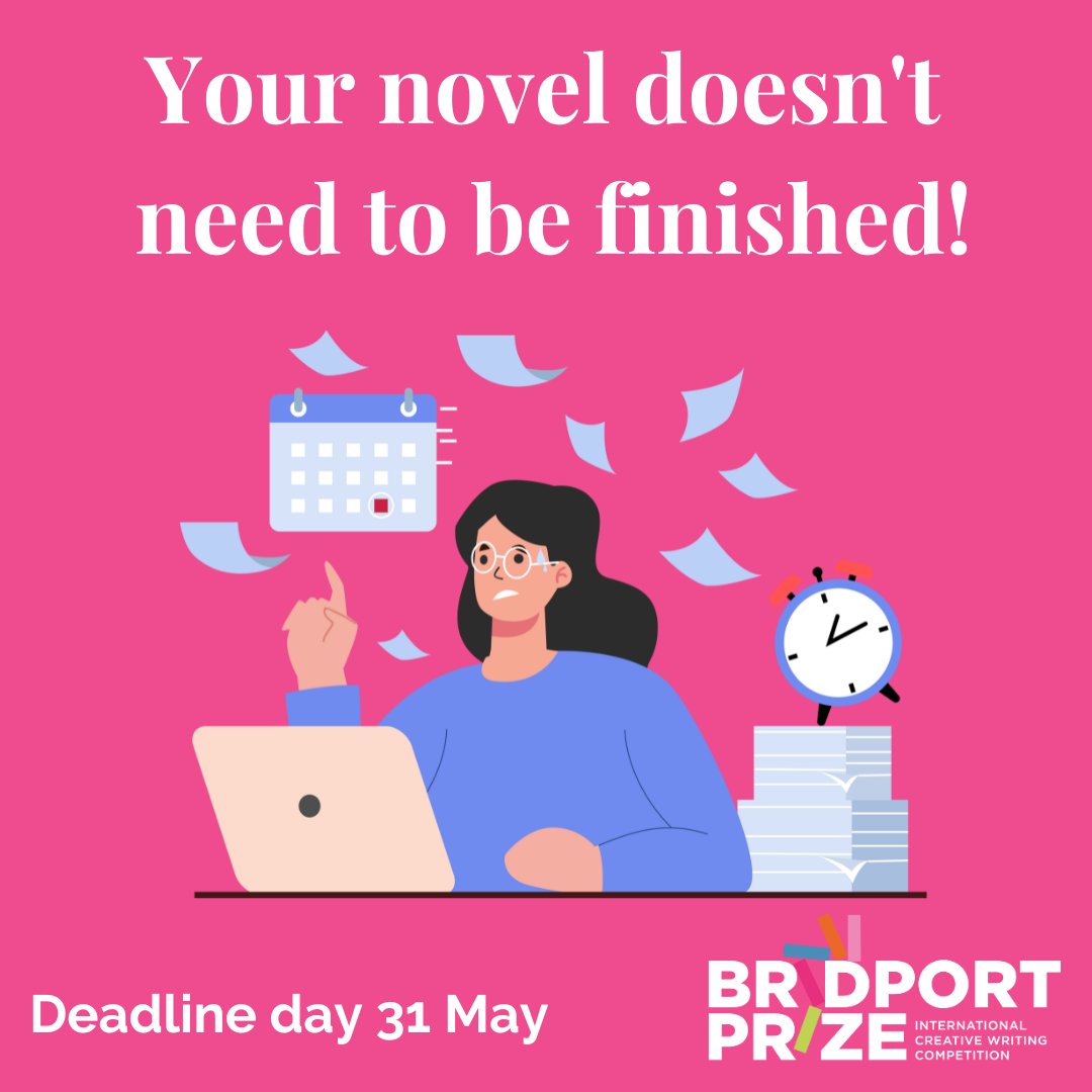 BridportPrize's tweet image. Don’t panic if you’re only part way through your story, we only need 5,000 to 8,000 words and a 300-word synopsis by deadline day. All entry info at bridportprize.org.uk/the-competitio… 
 #WritingABook #NovelPrize #WritingPrize