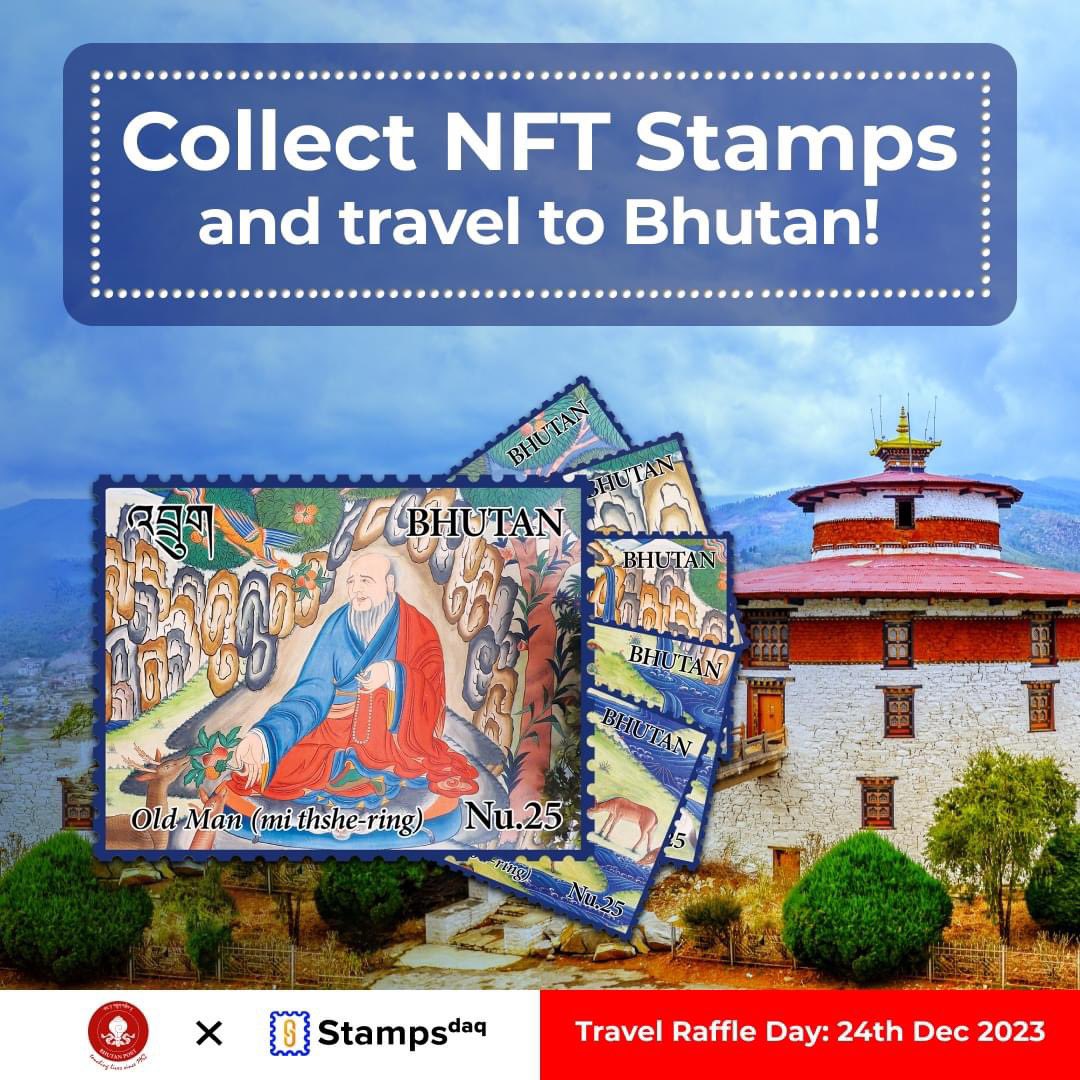 stampsdaqHQ's tweet photo. There are only a few days left until the raffle for a grandiose trip to Bhutan.
You have a chance to participate in time.
Buy NFT stamps from Bhutan Post  for a chance to win an unforgettable trip.

🗓️ Don't forget to mark December 24, 2023, on your calendar. Together, let's venture into the enchanting realms of Bhutan with Stampsdaq!