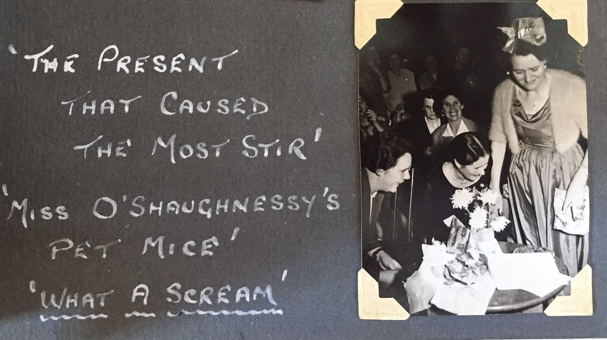 #ArchiveAdventCalendar @ARAScot 

#Presents 

Two photos from Christmas 1949, thank you Angela for donating the album.

Interesting present for Matron 🤔

#Christmas 
#Petmice 
#whatascream 
#CardiffCityMentalHospital 
#Whitchurchhospital