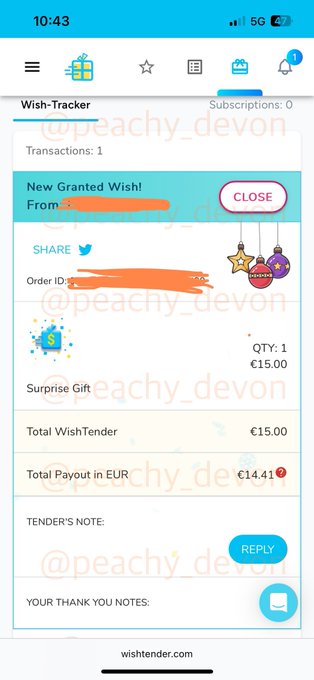 got my first fan to tip me through wishtender 😋   all of you should watch and learn how to be a good