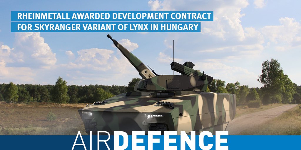 Breakthrough for #Skyranger30 air defence system: #Rheinmetall awarded development contract for Skyranger variant of #Lynx in 🇭🇺 #Hungary rheinmetall.com/en/media/news-… #Military #Defence #AirDefence