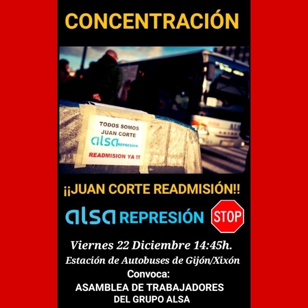 ConceyuPopularA's tweet photo. N’asturianu.

CONTINÚEN LES MOVILIZACIONES ESCONTRA LOS DESPIDOS NA EMPRESA ALSA

VIENRES 22 D’AVIENTU. DENDE LES 14:45 h. FRENTE A LA ESTACIÓN D’ALSA DE XIXÓN.

ENTAMA: ASAMBLEA DE TRABAYADORES D’ALSA. https://t.co/KdUZskJOrv