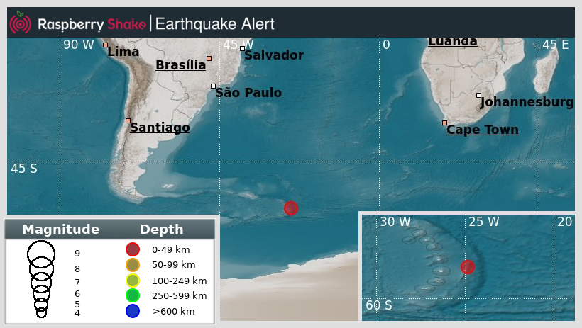 Preliminary M5.0 #Earthquake
ID: #rs2023yytdim
2204km/1370miles from #Stanley,FalklandIslands, in #SandwichIslands
2023-12-20 09:57 UTC
<a href="/raspishake/">Raspberry Shake</a> network

Join the largest #CitizenScience #seismograph community ➡ raspberryshake.org

EVENT ➡ stationview.raspberryshake.org/#?event=rs2023…
