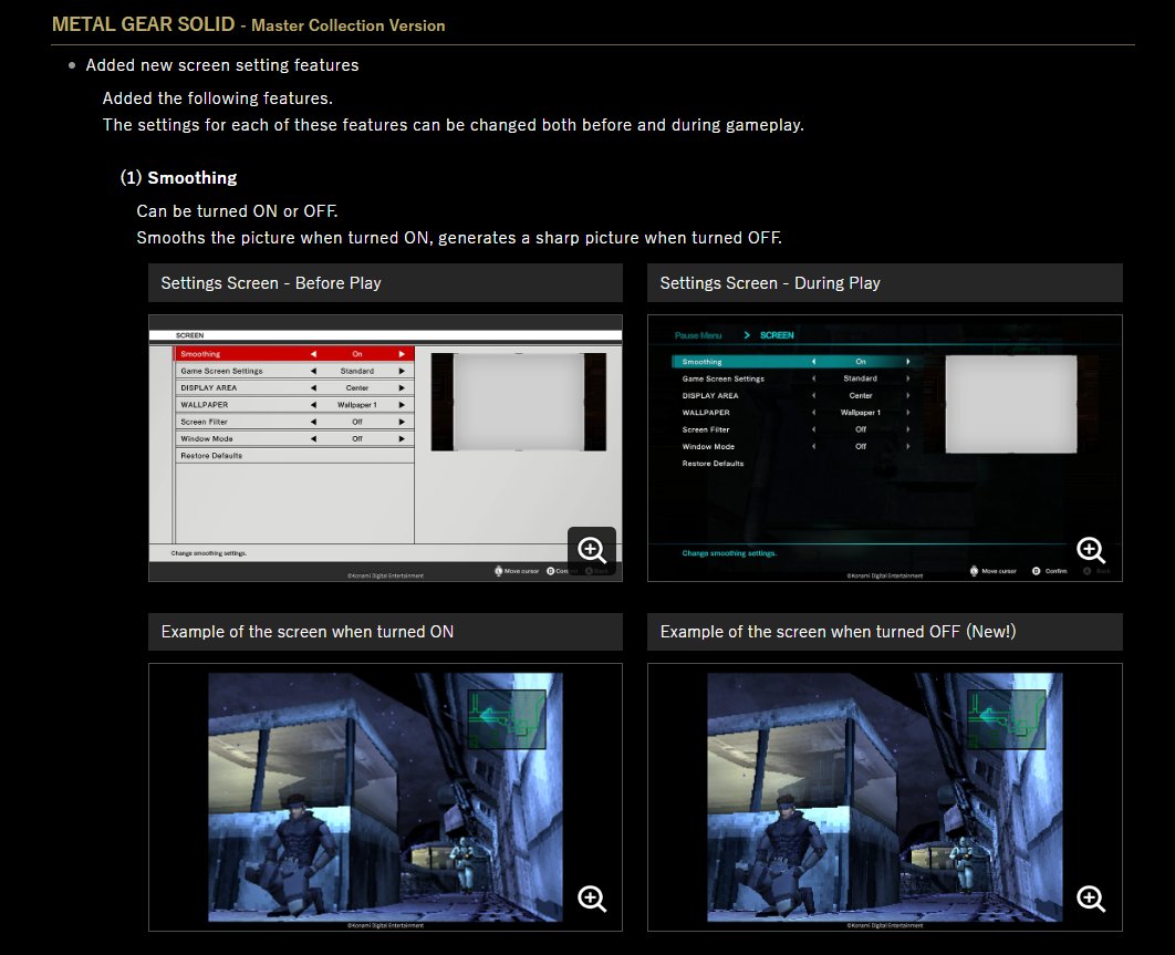MGSMGN's tweet image. BREAKING NEWS!! MASSIVE Metal Gear Solid Master Collection update!! Ver.1.4.0 is now available for users on Steam®! This version is currently planned for release on PlayStation® 5, PlayStation® 4, Nintendo Switch™, and Xbox Series X|S early January 2024.

Full details here:…
