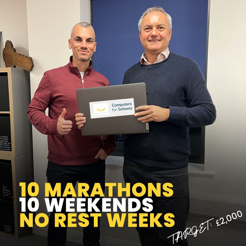 Agents_Giving's tweet photo. #Goodluck Ian Macbeth @AvocadoProperty taking on 10 marathons throughout the first 10 weeks of 2024. All in aid of #ComputerForSchools supported by @Agents_Giving @GuildProperty grant fund. Read more here to help get all children connected in schools https://t.co/rOJlaV8nDl https://t.co/PEGuQIbOYo