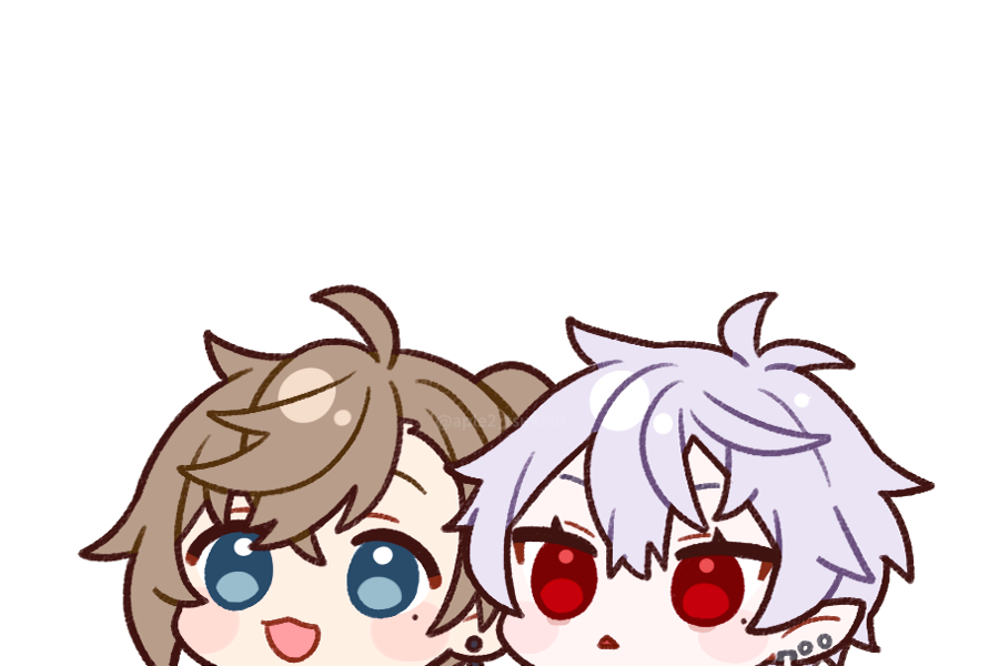 kanae (nijisanji) ,kuzuha (nijisanji) multiple boys red eyes 2boys male focus mole under eye brown hair mole  illustration images