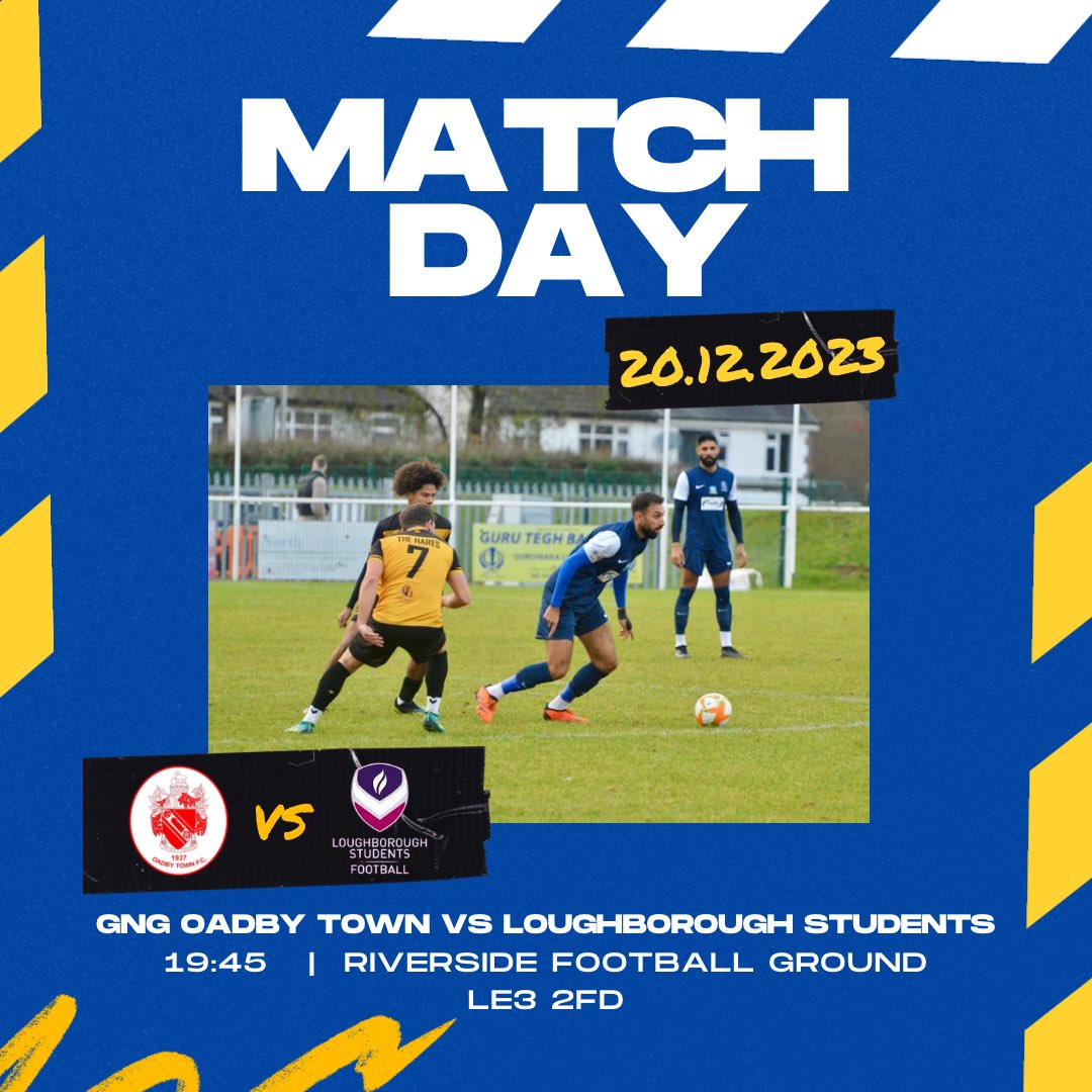 ⚽️⚽️ MATCHDAY ⚽️⚽️ 🆚 @LboroStudentsFC 🗓️ Wed 20 Dec 🕒 19:45 🏆 Leicestershire & Rutland Challenge Cup 🏟 Riverside Football Ground 📍LE3 2FD 🎟️ Adults £6 | Concessions £3 | Members £3