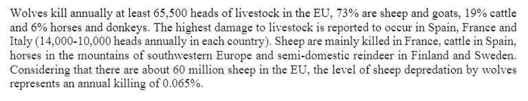 Today the Commission has proposed to change the international status of wolves - which could have consequences such as authorising the hunting of the species - in a bid to cope with the annual killing of 0.065% of all sheep farmed in the EU