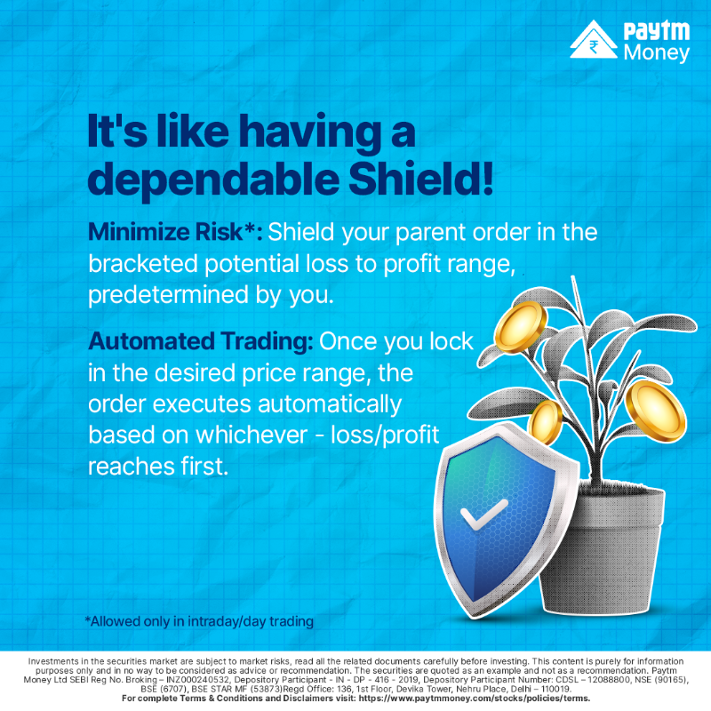 PaytmMoney's tweet photo. Worry about your daily online food orders, not your trade orders!
Invest in peace by just placing a #BracketOrder on the app to get the target profit locked in or engage in better risk management depending on price movements.
#PaytmMoney #MinimizeRisk #AutomatedTrading #Trade