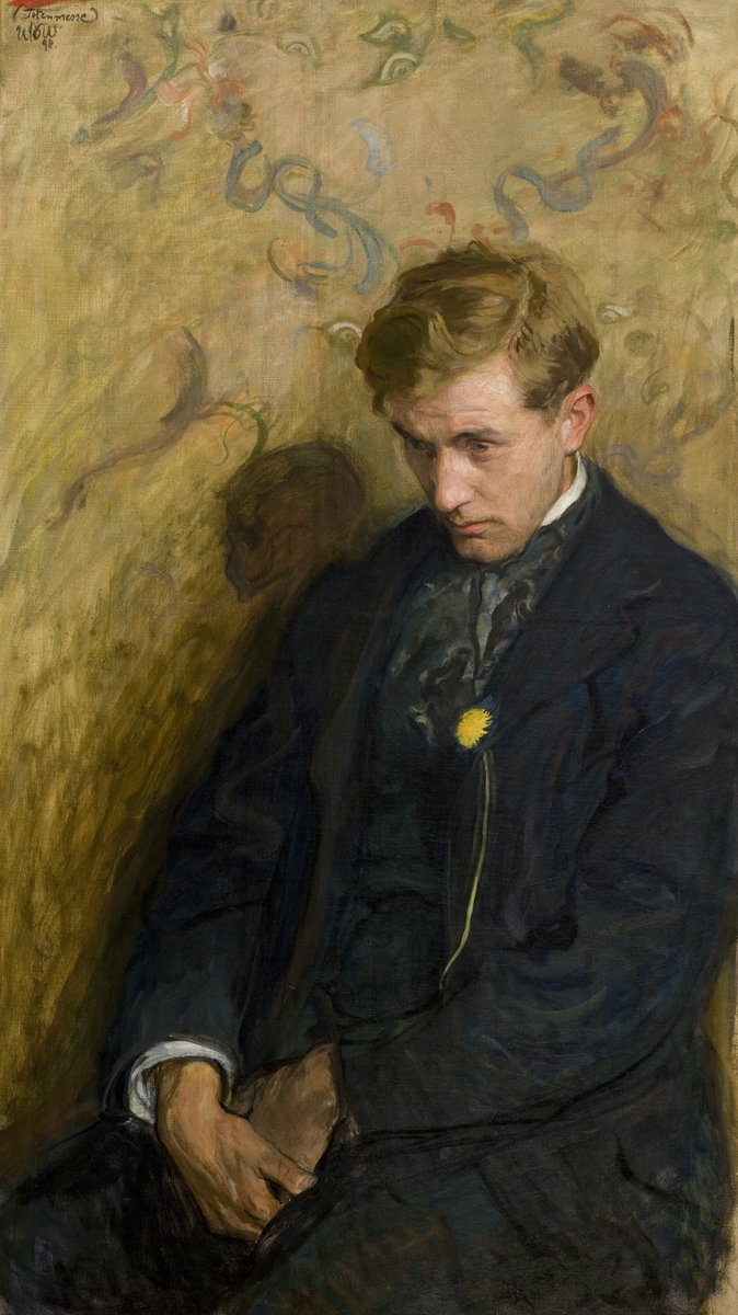 Wojciech Weiss - Melancholik (olej na płótnie, 128 x 65,5 cm), 1898, Muzeum Narodowe w Krakowie. #PolishMastersofArt #WojciechWeiss