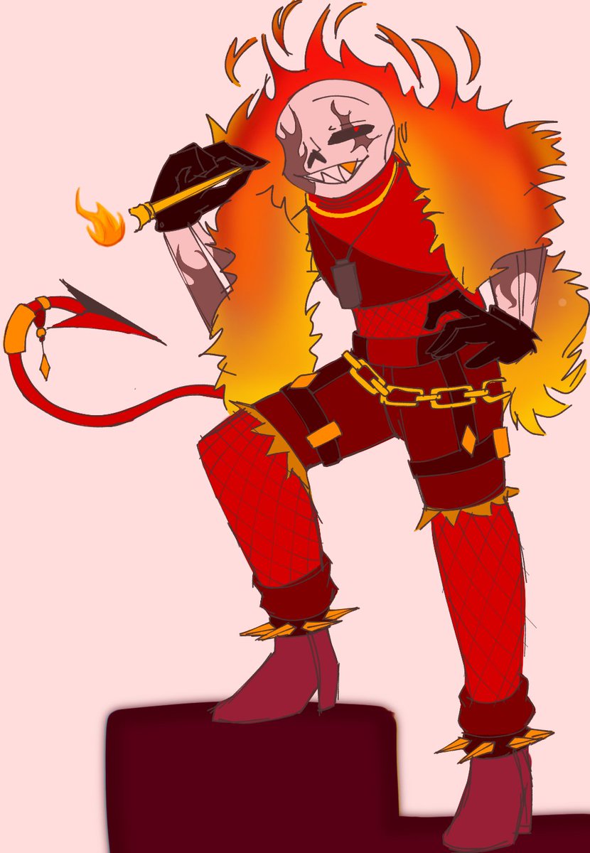 Zax1546's tweet photo. Happy to introduce an oc...Spice!! his fur coat is made out of fire btw

#sansau #sansoc https://t.co/A9TU5toFEx