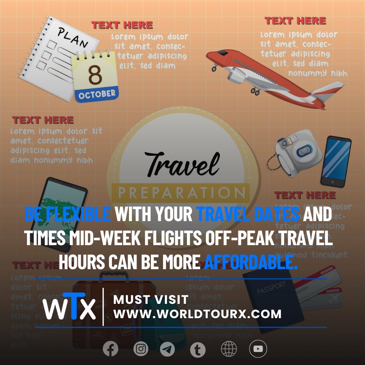 THEWorldTourX's tweet photo. Be flexible with your travel dates and times. Mid-week flights and off-peak travel hours can be more affordable.

Must visit : https://t.co/zBIHSyCK3f

#world #tour #travel #visit #holiday #planing #flexible #time #midweek #flight #offpeak #affordable. https://t.co/PiKJhab5Oh