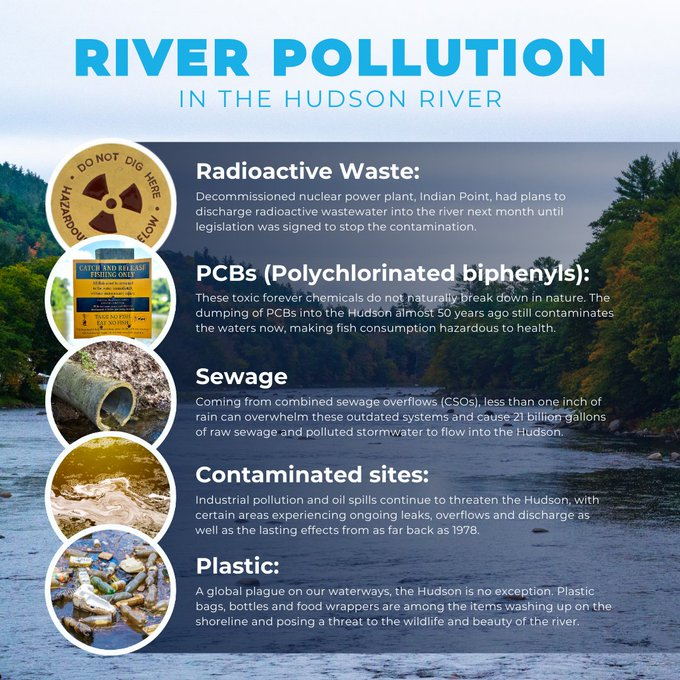 The Hudson is an example of how a damaged river can be rejuvenated if taken care of, but its story is far from over. Learn about the pollutants affecting its waters, shores, wildlife, and communities 🧪☢️ #HudsonSwim2023

Via @LewisPughFDN