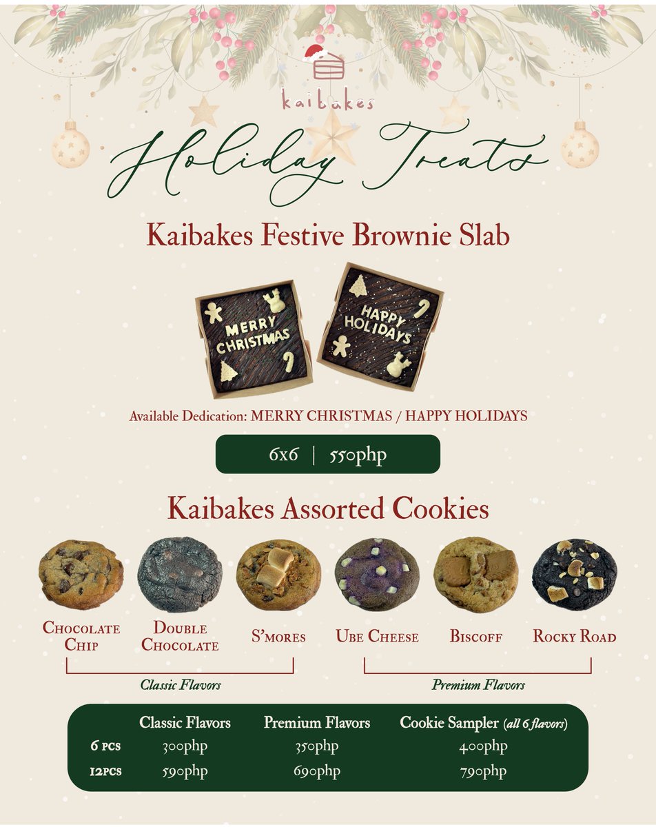 _kaibakes's tweet photo. LAST CHANCE TO ORDER OUR HOLIDAY TREATS! UNTIL 10PM TODAY OR UNTIL SLOTS LAST 🎄

🔗: https://t.co/kFhwkBdVQ9 https://t.co/bxrOILc8Z4