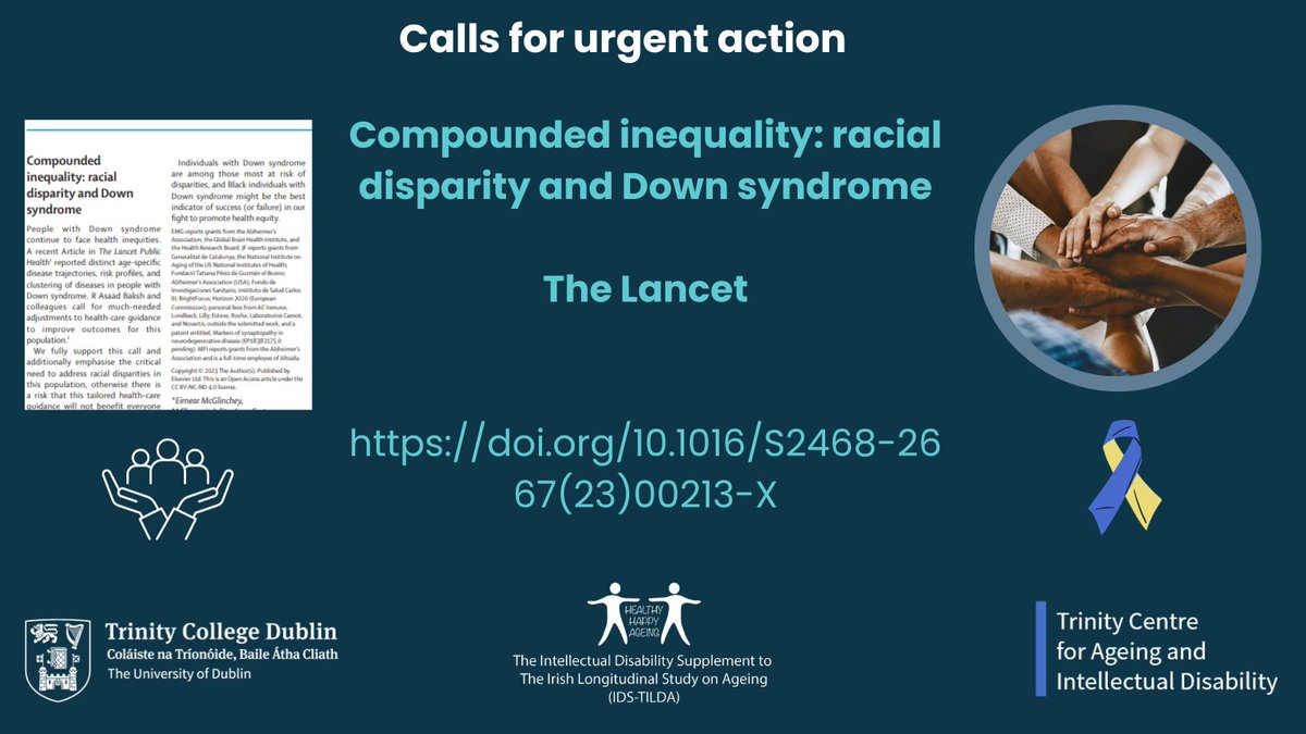 @EimMcGlinchey @IulitaMf & Juan Fortea @SantPauMemory highlight disparities in mortality rates in Black & White people w/Down Syndrome 🚩This calls for URGENT action to ensure 🟣Equitable access to health care 🟣Disease-modifying therapies @TheLancetPH tinyurl.com/mpuazdj8