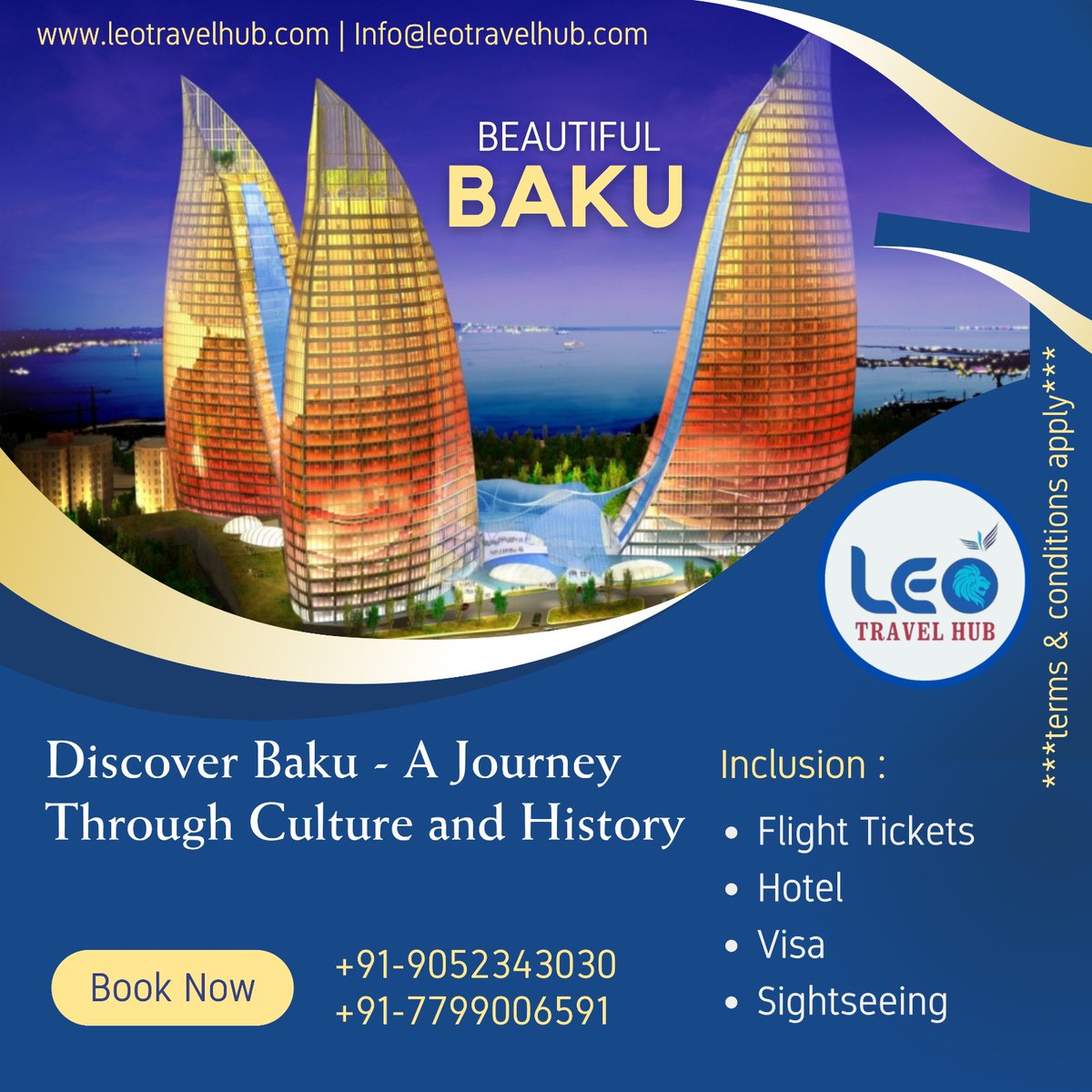 Travel To #Beautiful #Baku!
Book Now.

Get In Touch With Our Experts Today

☎️+91-9052343030
    +91-7799006591
🌐 leotravelhub.com
📬 info@leotreavelhub.com

#leotreavelhub
#azerbaijantourism 
#azerbaijan 
#travelazerbaijan 
#travel 
#baku 
#visitazerbaijan 
#tourism