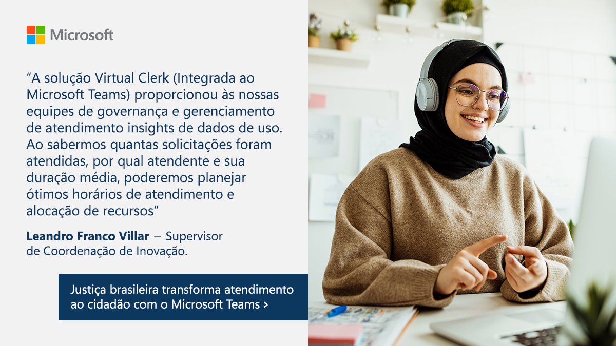 MicrosoftBr's tweet photo. A solução desempenha um papel central na transformação digital do atendimento aos cidadãos pelo Poder Judiciário do Brasil, ainda apoia iniciativas contínuas de modernização, produtividade e inovação.
Leia mais 👉 https://t.co/FUcb1eDOKI
#MicrosoftBrasil #MicrosoftTeams #Azure https://t.co/jTSTELs0bR