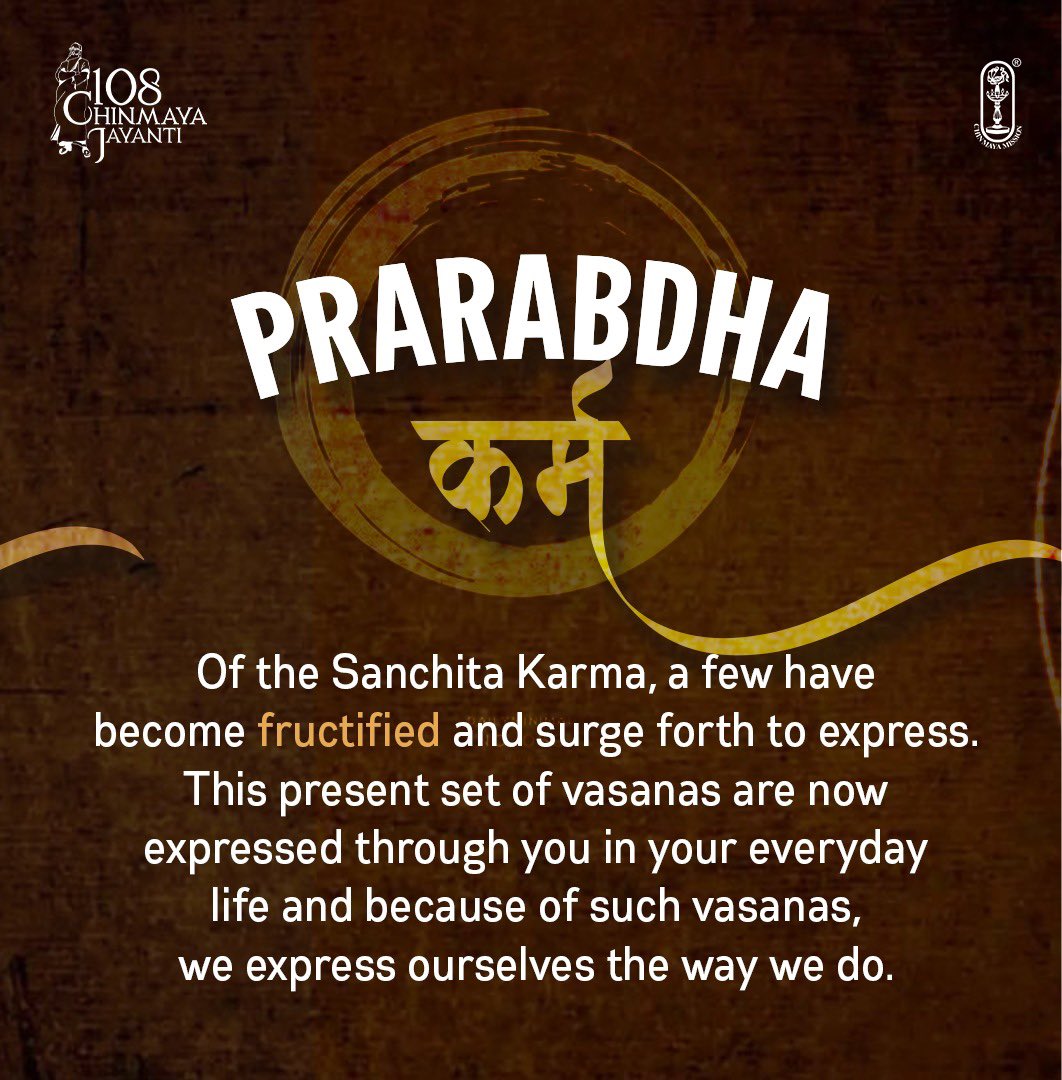 Chinmayananda's tweet photo. Did you know? There are three types of karmas! Swipe to read more!
Leave a ❤️ if you found this useful!
#chinmayamission #swamichinmayananda #karma #karmaquotes #sanchit #agami #karmabeliever #karmayoga #vedanta #advaita #advaitavedanta #vasanas #tendencies #pastlife https://t.co/4zdkTkE8ee