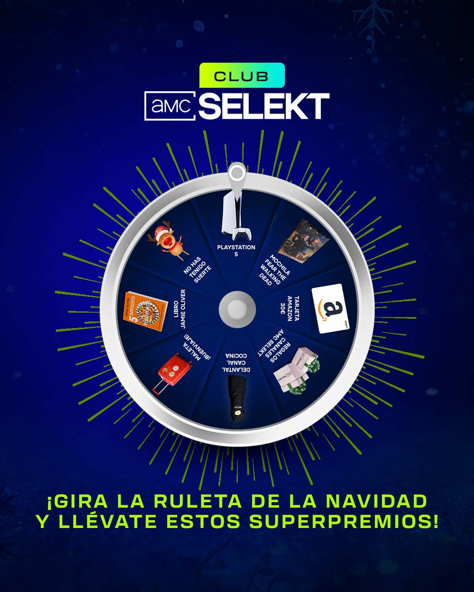 ¿Quieres un motivo más para que te guste XMAS? ¡La ruleta del Club AMC SELEKT! 🙌🏼

Gírala aquí para poder conseguir grandes premios ➡️ bit.ly/3GE9Y4K