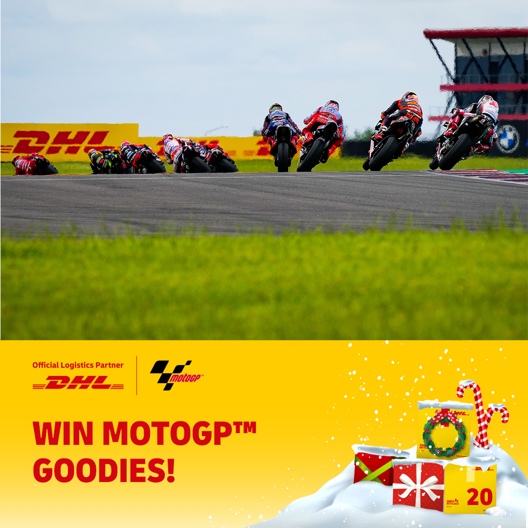 Day 20 of 24 21 Races, 18 Countries, 11 Teams, 1 Prize.🎁 Can you guess what our next prize is? We're giving you the chance to win a DHL x MotoGP™ Goodie Bag. 🏍️ Enter below ⬇️: okt.to/fxvB1u #24DaysofDHL