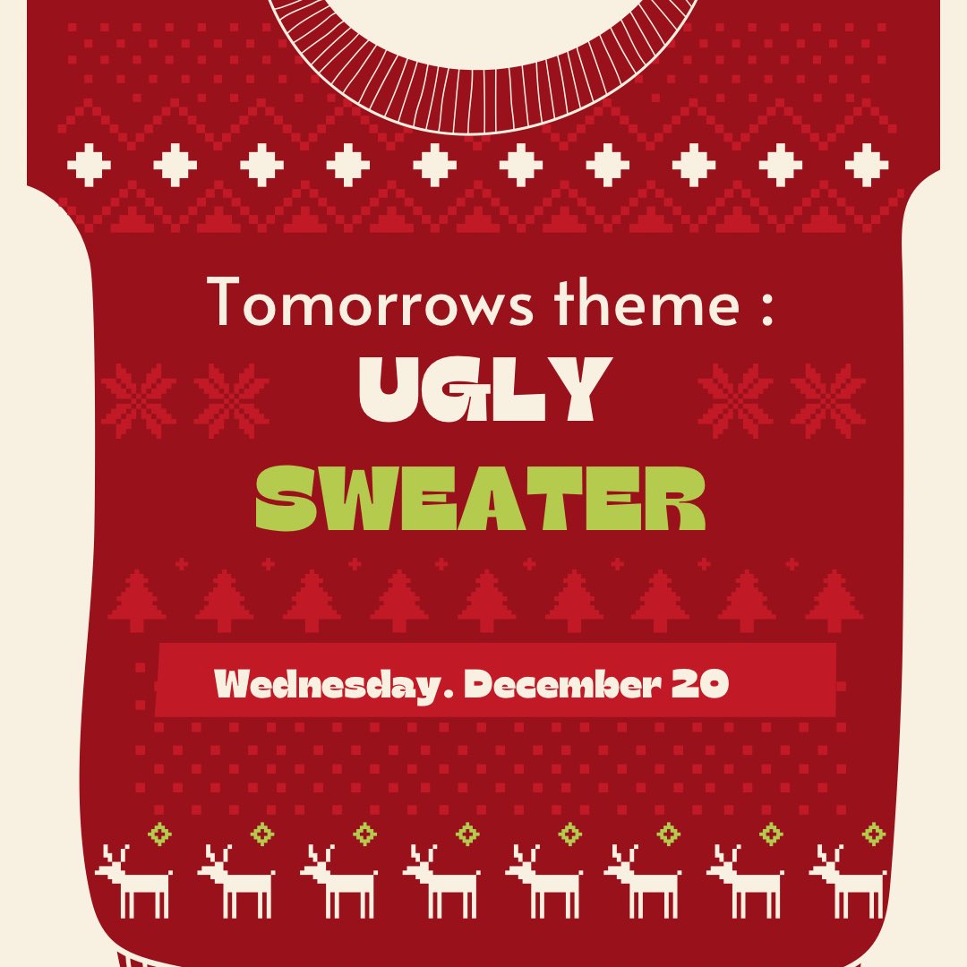 Day 3 of Winter Spirit Week - Wednesday 12/20: Ugly Sweater Day! <a href="/hopedalejshs/">Hopedale Jr-Sr HS</a> <a href="/DerekAtherton1/">Derek Atherton</a> <a href="/HopedaleAP/">Timothy Johnson</a> <a href="/cchatham5/">Christopher Chatham</a>