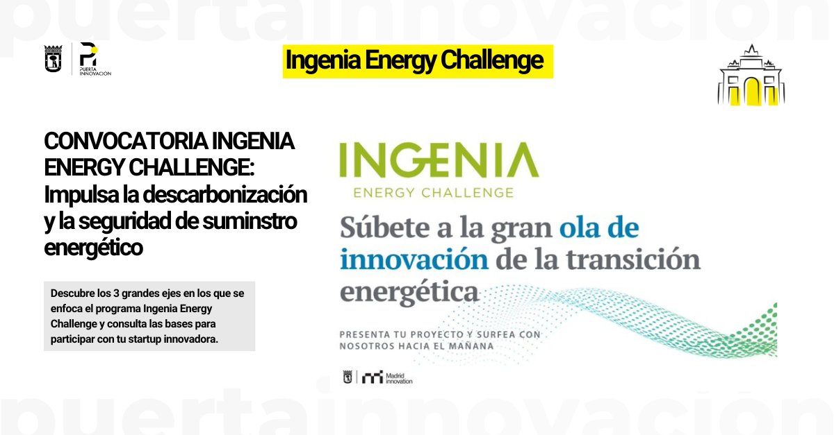 Nueva convocatoria😱 @enagas lanza el programa de #innovaciónabierta Ingenia Energy Challenge 🙌 y busca emprendedors como tú para llevar la #tecnología de transición energética de la ccia al mercado 🧪🚀 ¿Te apuntas? Toda la info aquí👉 bit.ly/3TsK4c0