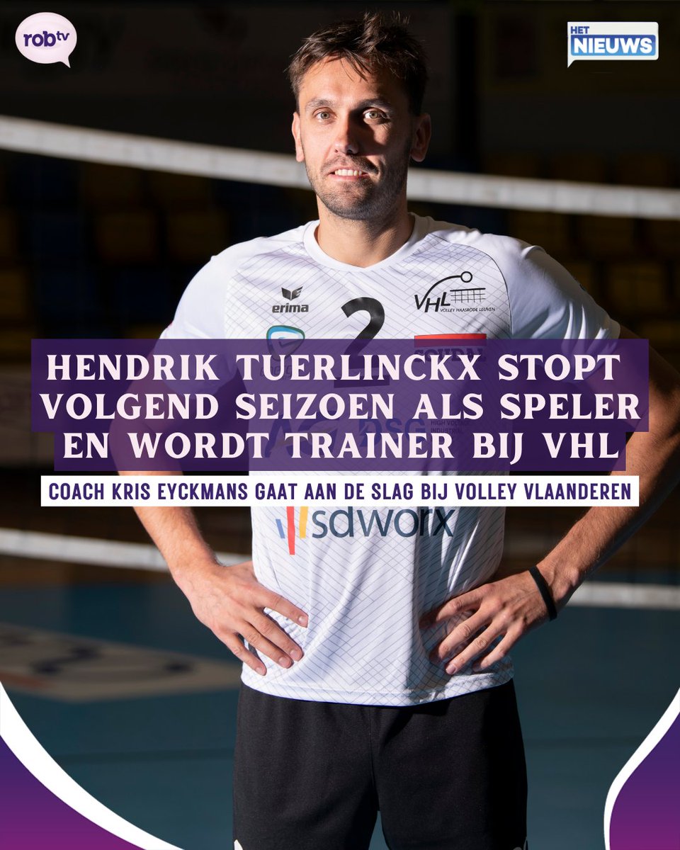 rob_televisie's tweet photo. 🏐 Topspeler Hendrik Tuerlinckx beëindigt na dit seizoen zijn spelerscarrière. Hij blijft wel nog bij @VHLeuven actief en volgt @krise op als trainer. Die gaat met onmiddellijke ingang aan de slag als technisch directeur topsport bij #VolleyVlaanderen. Eyckmans blijft die job nog tot het einde van het seizoen combineren met het trainerschap bij #VHL. #robnieuws #robtv