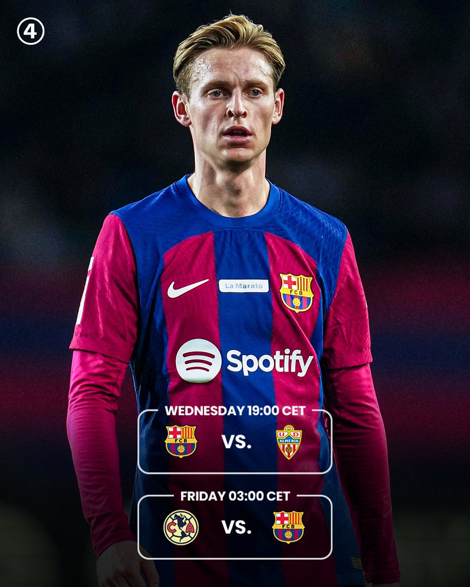 433's tweet photo. Straight after tonight’s clash with Almería, Barcelona will travel all the way to Dallas 🇺🇸 to play a friendly against Club América the 𝗡𝗘𝗫𝗧 𝗗𝗔𝗬.

5,175 miles away 🫣 https://t.co/yzqdwpgA22