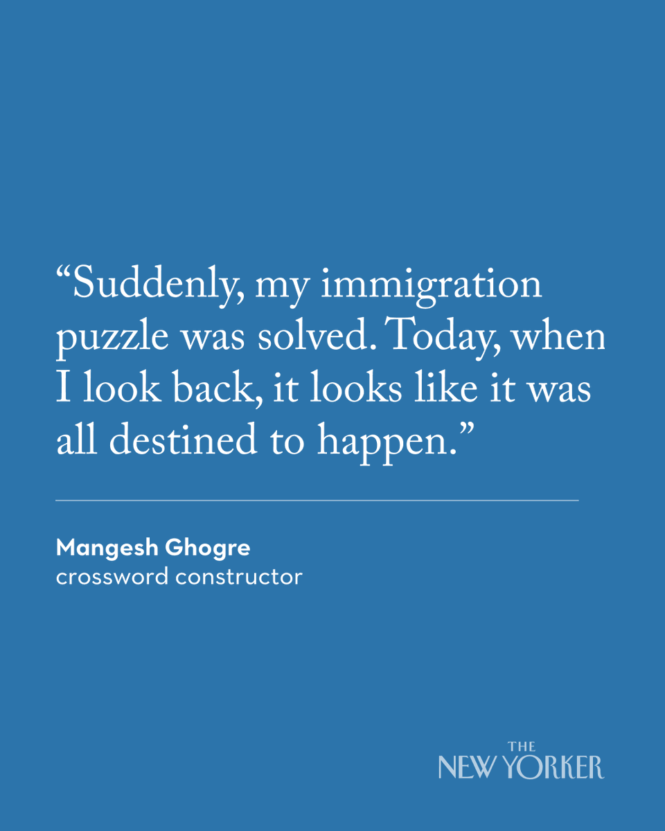 Twenty-six years ago, Mangesh Ghogre began solving crosswords to expand his English vocabulary. In 2022, he came to the U.S. on the EB-1A, sometimes known as the Einstein visa, for his extraordinary ability to write puzzles. nyer.cm/oPCeKCG