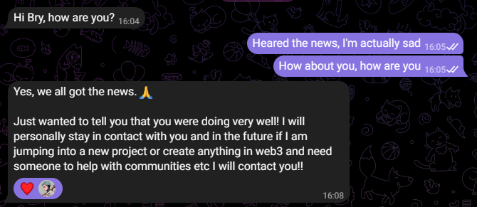 Zennxz's tweet photo. Such an uplifting words after completing my contracts in various Web3 projects! 🚀 Grateful for the acknowledgment and positive feedback on my contributions. Excited for the next chapter in my Web3 journey.

and now I'm looking for Collab Manager/Moderator/Community Manager job https://t.co/eLtYkwJE8J