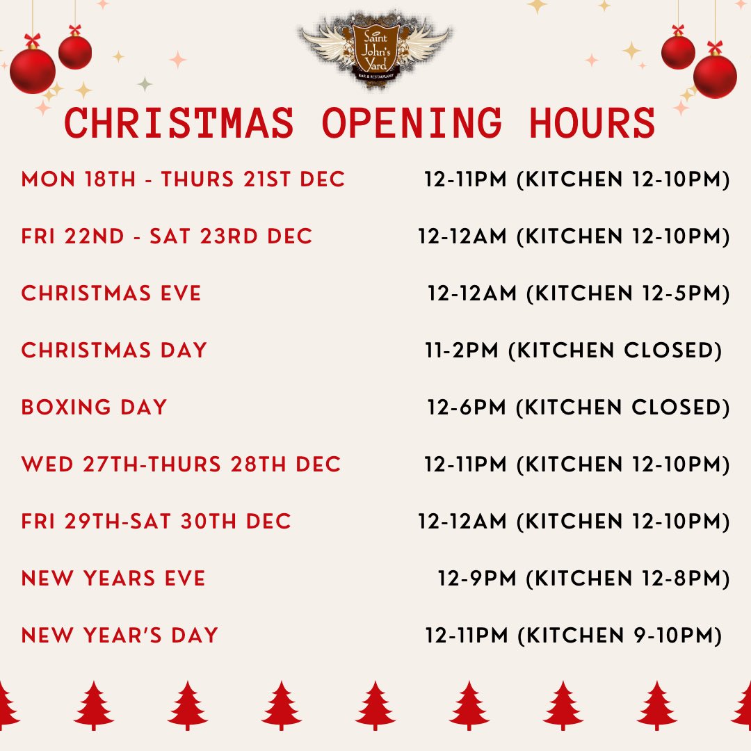 We’re open 11-2pm on Christmas Day for drinks &amp; our kitchen is open from 9am on New Year’s Day to treat those hangovers! We will have a special breakfast menu available so keep an eye on our social media for updates on this😏 9am-12pm will be collection/ @deliveroo only!