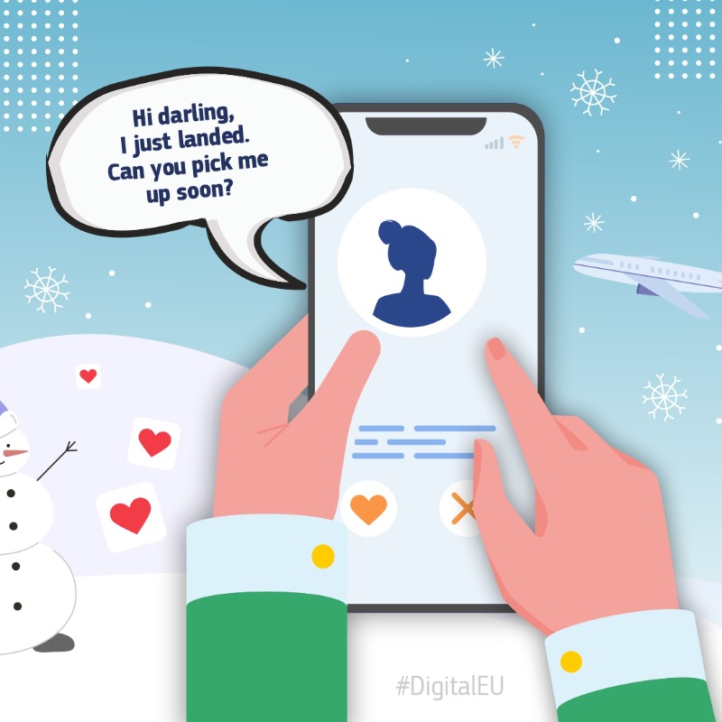 DigitalEU's tweet photo. 🤳 Travelling during the holidays? Keep in touch with your loved ones at no extra cost!
 
#Roaming is activated whenever you travel between the 27 🇪🇺 countries, and also Iceland 🇮🇸, Liechtenstein 🇱🇮  &amp; Norway 🇳🇴.
 
Stay connected and #RoamLikeAtHome 👇