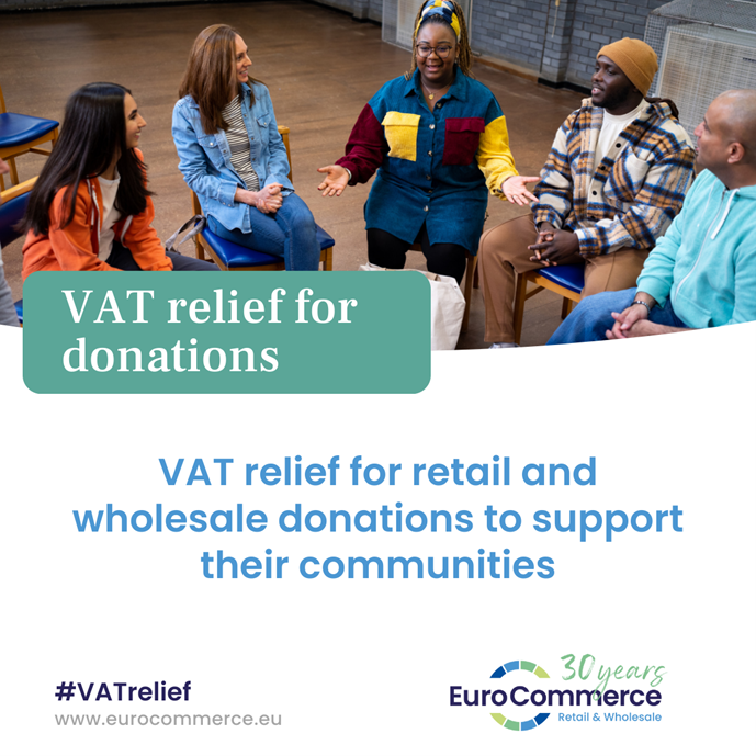 EuroCommerce's tweet photo. 🌍 VAT relief on donations is crucial for community support in crises like Covid-19 and the Ukraine war. #Retailers and #Wholesalers, let's advocate for #VATrelief to empower charitable initiatives! More resources mean stronger communities.💙🤝
Read more 👉https://t.co/0m1w97sxMk https://t.co/Yoy9OxsvPD