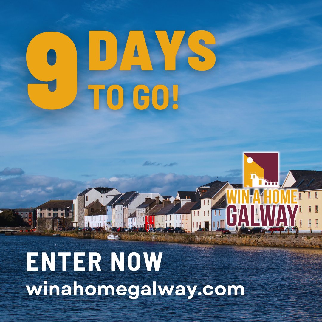 9️⃣DAYS TO GO On the 29th of December our draw will take place and one lucky ticket holder will be picked as the winner of a stunning new apartment in Salthill, Co. Galway 🤩 Buy a ticket and 𝙞𝙩 𝙘𝙤𝙪𝙡𝙙 𝙗𝙚 𝙔𝙊𝙐 🎫➡ winahomegalway.com