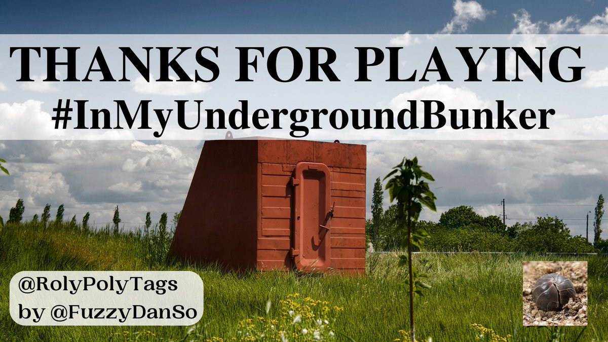 RolyPolyTags's tweet image. Thanks to everyone who played #InMyUndergroundBunker! Unfortunately, we’ve run out of supplies, but…

…don’t worry, @FeelGoodFreaks by @tweetfeelsgood is happening now, followed by @WeeklyHumorist at 11am ET and @HumpDayHashTags at noon!