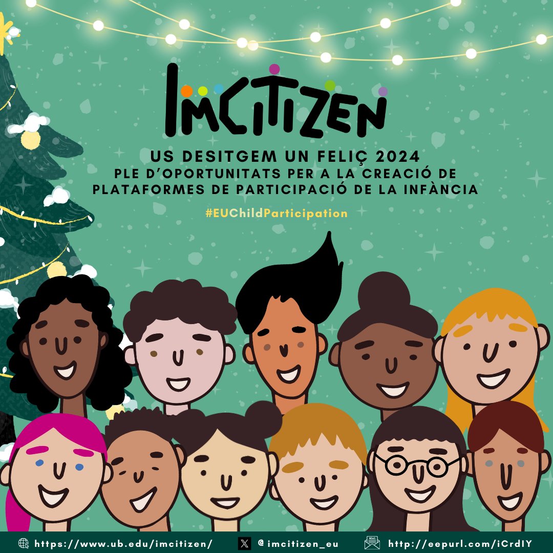 imcitizen_eu's tweet photo. 🥳 ¡Os deseamos unas muy felices fiestas!

Por un 2024 lleno de #participacioninfantil y #plataformasdeparticipacion

🥳 We wish you very happy holidays!

For a 2024 filled with #childparticipation and #participationplatforms

#EUChildParticipation #ChildrensRights https://t.co/iGlgCdAHfA