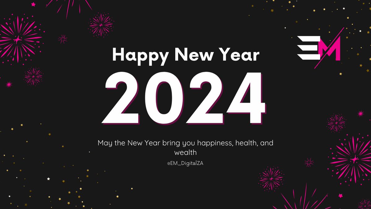 EM_DigitalZA's tweet photo. 🌟 Happy New Year, changemakers! 🎊✨ May this year be filled with fresh opportunities and digital triumphs. What's your top goal for 2024? Let us know! #NewBeginnings #DigitalSuccess https://t.co/AoqmJLOqEb