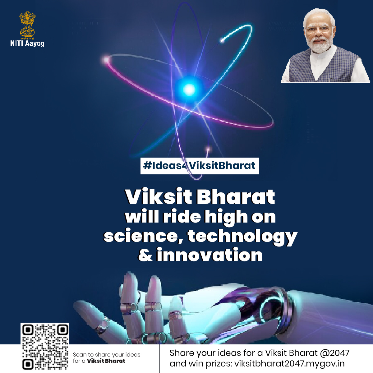 Science, technology and innovation will drive the unprecedented growth and progress required for a Viksit Bharat @ 2047.

Scientific research will lead to breakthroughs in fields such as healthcare, renewable energy, and environmental sustainability, contributing to an improved