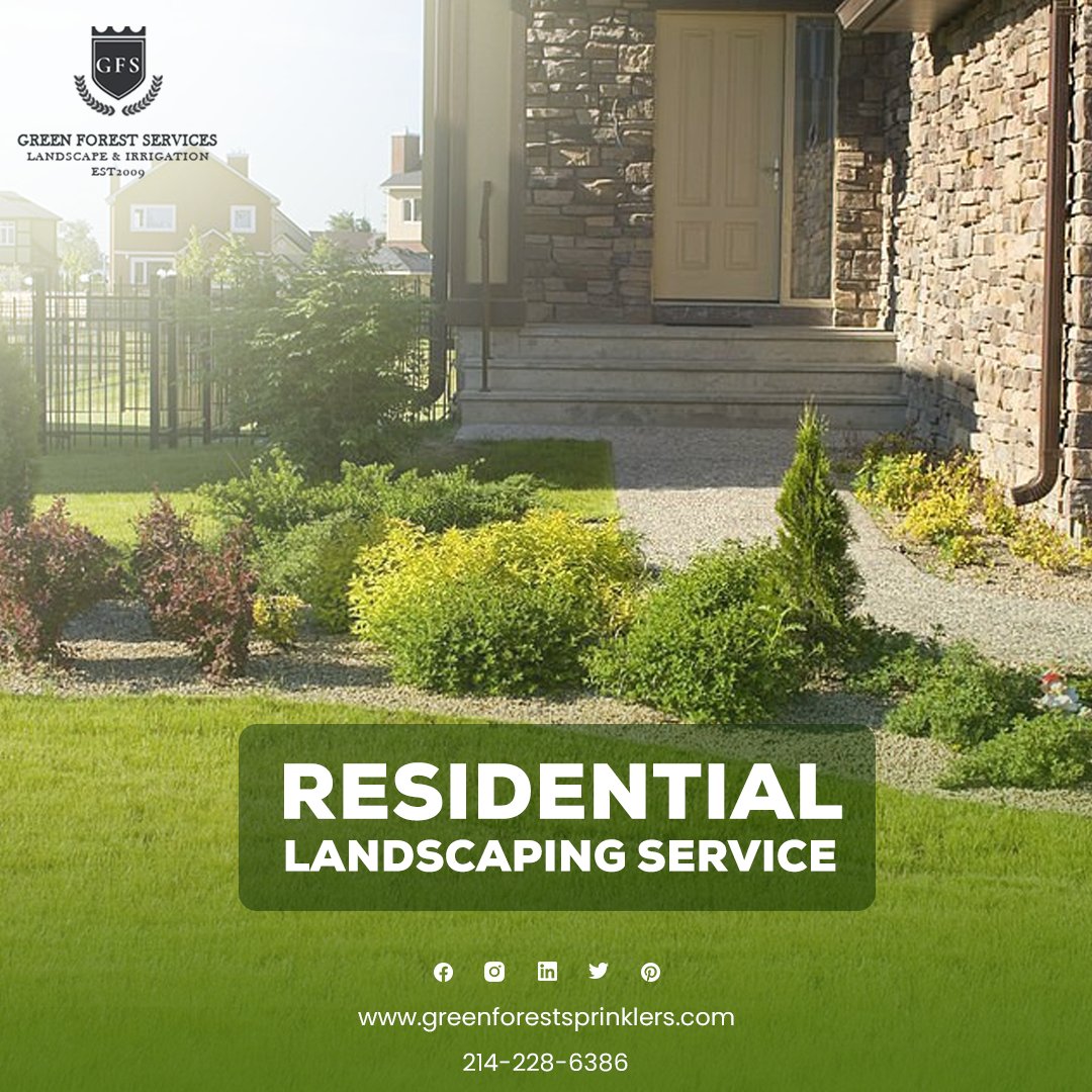 🌿 Transform Your Home into a Haven! ✨
Ready to upgrade your outdoor living space? Look no further! Our Residential Landscaping Services are here to bring your garden dreams to life.🌼 

👉 bit.ly/3IJbLpX 

#GreenForestSprinklers #ProfessionalLandscapingService