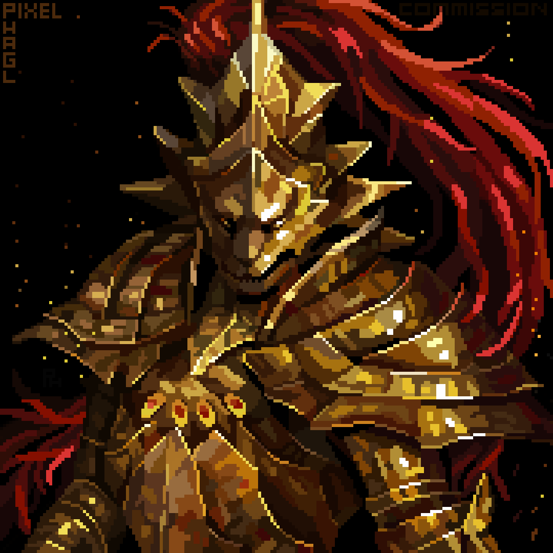Pixel_Hagl's tweet photo. Dragon Slayer Ornstein from Dark Souls 🦁⚡️

#pixelart  #pixels #픽셀아트 https://t.co/rtarmTZtdP