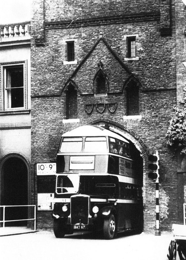 Buses in the 1950s were specially designed to fit under Beverley’s medieval North Bar Gate, East Yorkshire.