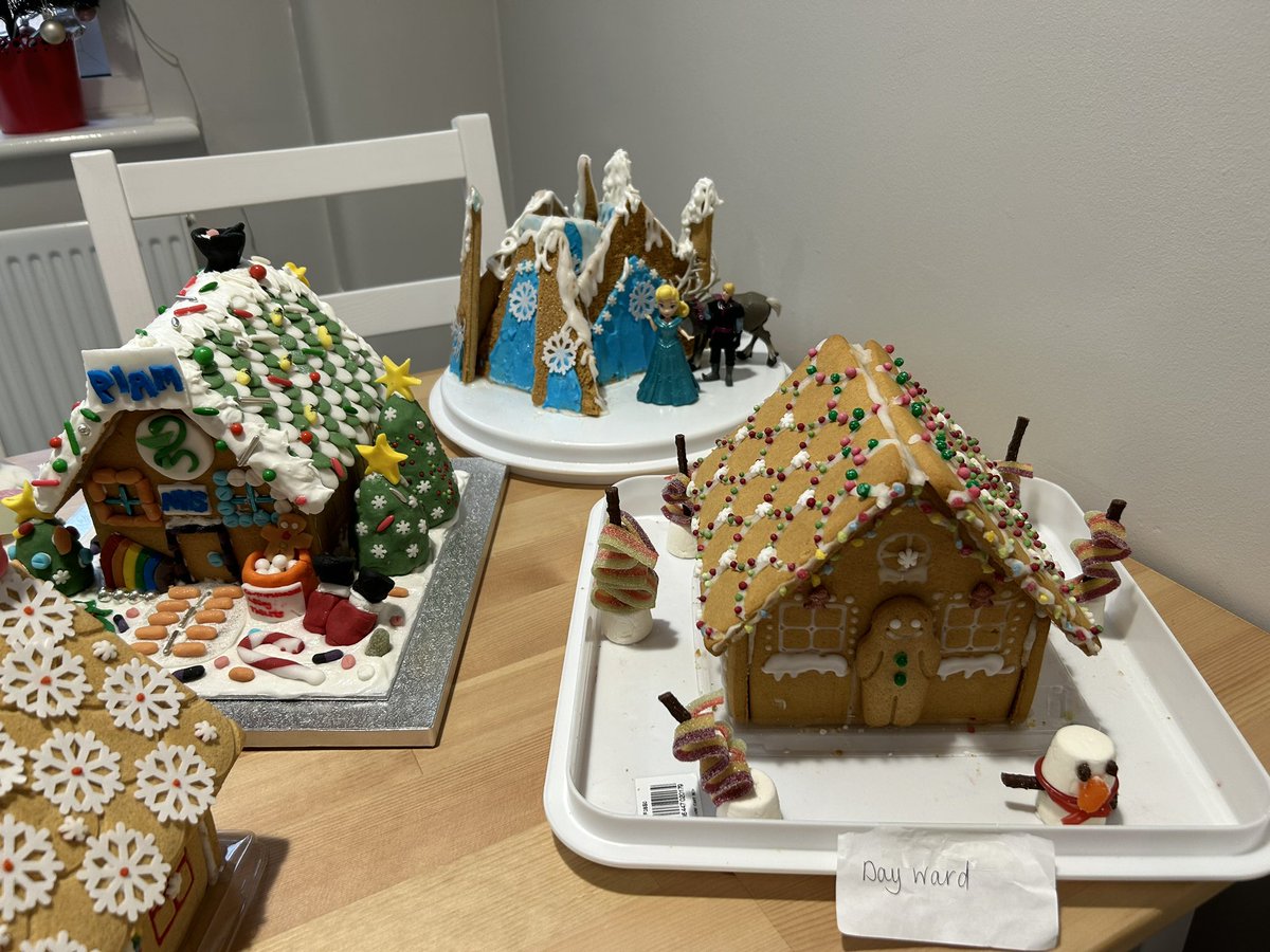 VickyTT1988's tweet photo. Piam Brown ward STAFF Ginger bread house competition entries if any one at @UHSFT would like to come and view them, we’d love for you to come have a look! @JoeTeape @charity_shc @fairyclaireyp @SharonChamberl8 https://t.co/y8IwBYJljc