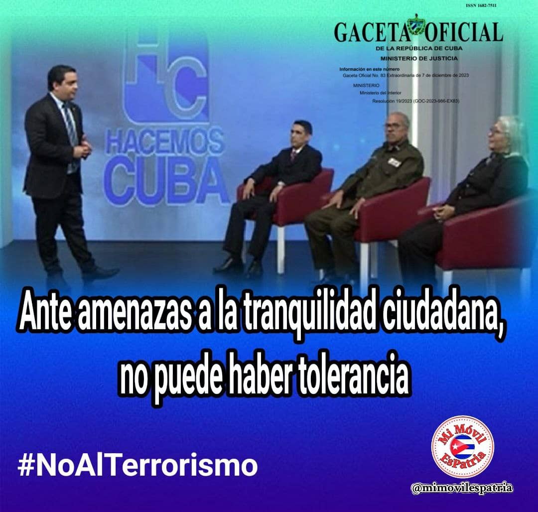 Que nadie lo dude: en #Cuba no habrá tolerancia ni impunidad. #NoAlTerrorismo