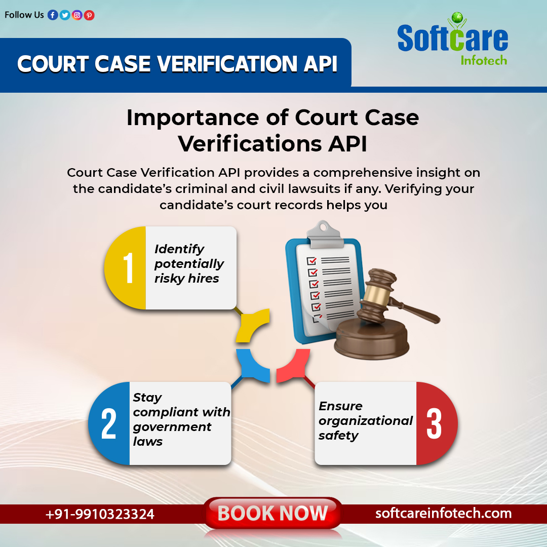 softcareinfotec's tweet image. Softcare Infotech Expand Your Business & Provide Court Case Verification Service to Your Customers at an affordable Price. Deal Today, Don't Delay.
Free Demo Call -+91-9910323324
Visit Here:- buff.ly/3i0LXMC
#verificationapi #courtcase #courtcaseverification
